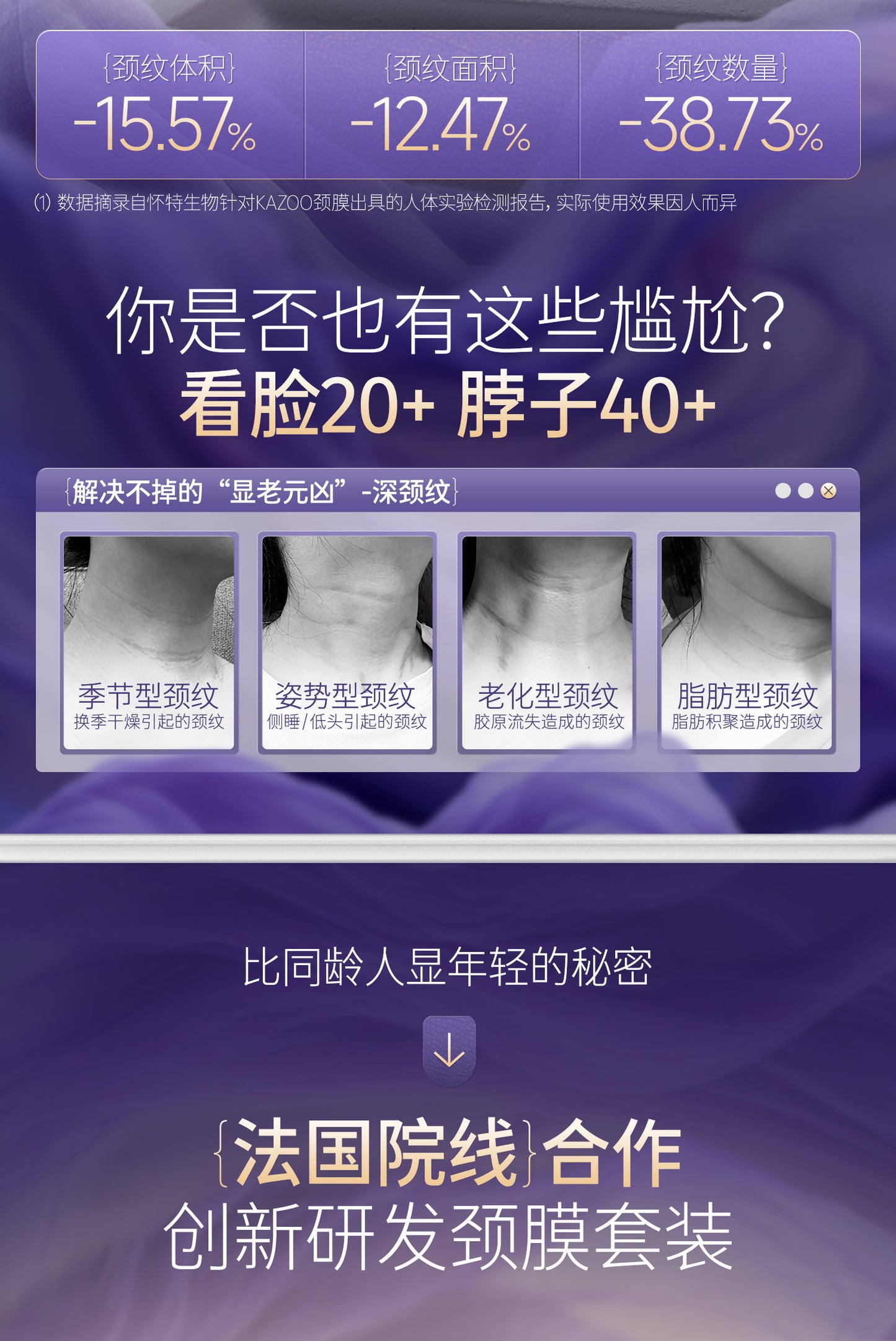 KAZOO Black Ganoderma Peptide Firming and Anti-ageing Ampoule Neck Mask Box(1 Box)｜KAZOO黑灵芝多肽紧致淡纹安瓶颈膜套盒